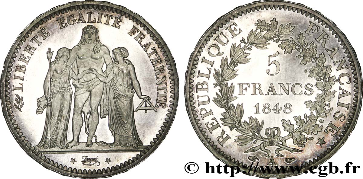 K France Paris FAUX Argent 1848 #1063473 Hercule TB+ Monnaie 5 Francs 