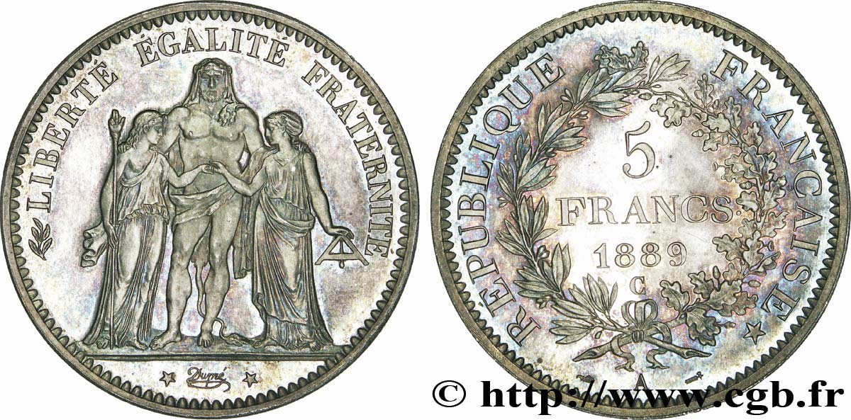 Monnaie France Hercule 5 Francs 1875 A argent 118-5 