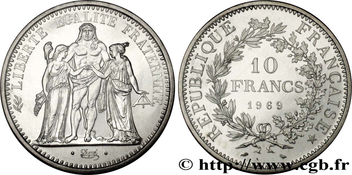 10 Francs Hercule 1968 SUP 2 monnaies en argent --- --- 